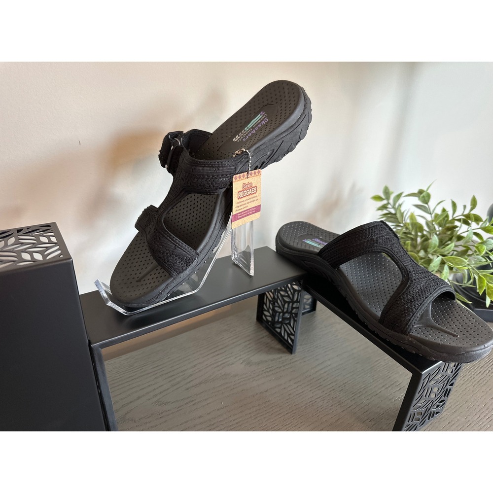 NEW Skechers Reggae Desert Escape Womens‎ Black Slide Sandals 40790/BLK Size 9